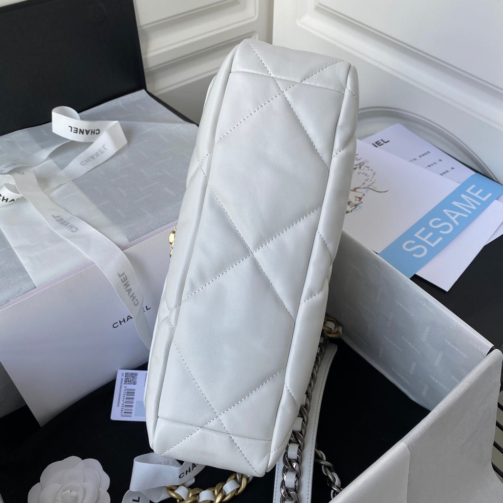Chanel 19 Flap Bag 30 White Mixed Hardware
