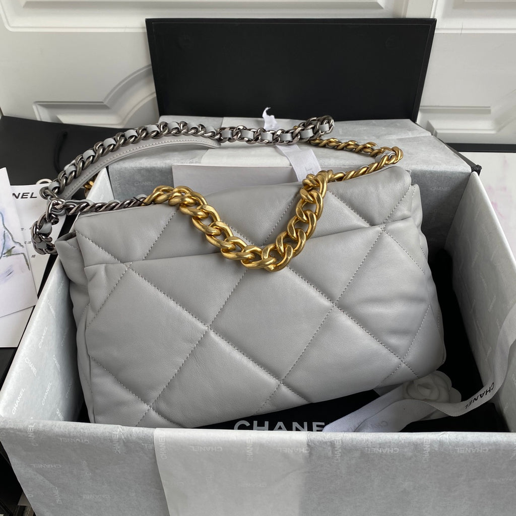 Chanel 19 Flap Bag 30 Light Grey Mixed Hardware