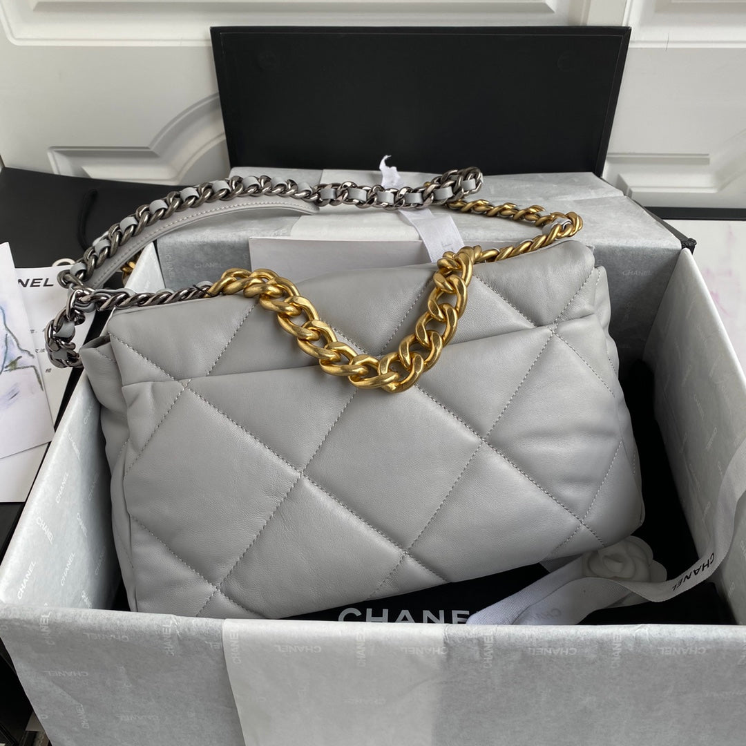 Chanel 19 Flap Bag 30 Light Grey Mixed Hardware