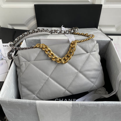 Chanel 19 Flap Bag 30 Light Grey Mixed Hardware