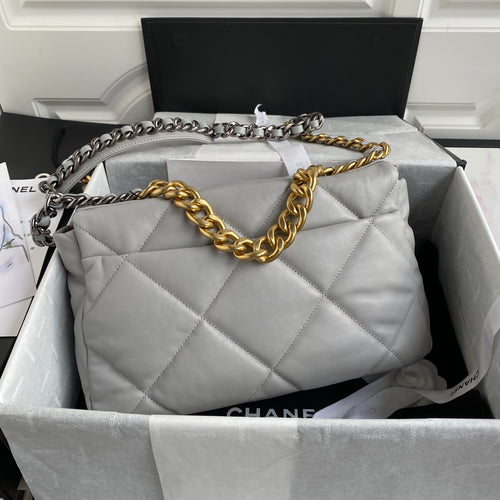 Chanel 19 Flap Bag 30 Light Grey Mixed Hardware