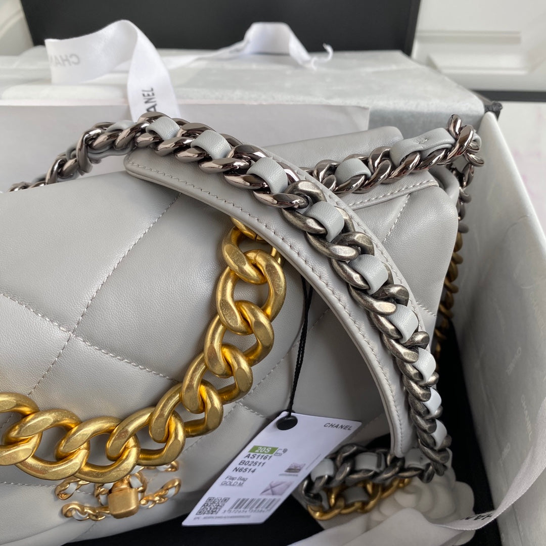 Chanel 19 Flap Bag 30 Light Grey Mixed Hardware