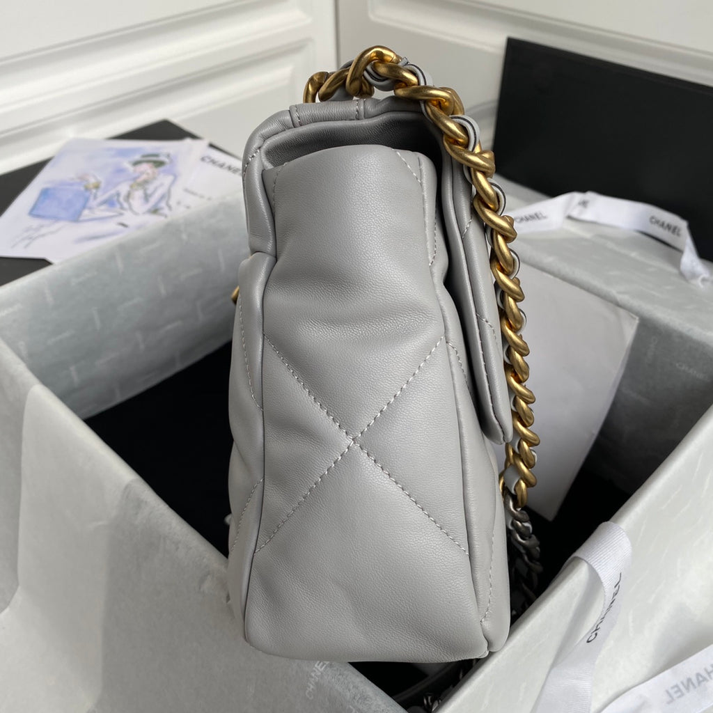 Chanel 19 Flap Bag 30 Light Grey Mixed Hardware