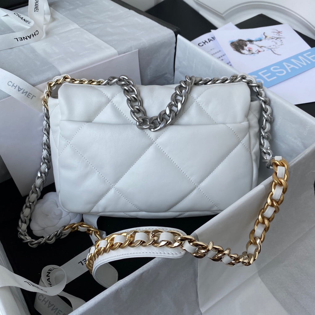 Chanel 19 Flap Bag 26 White Mixed Hardware