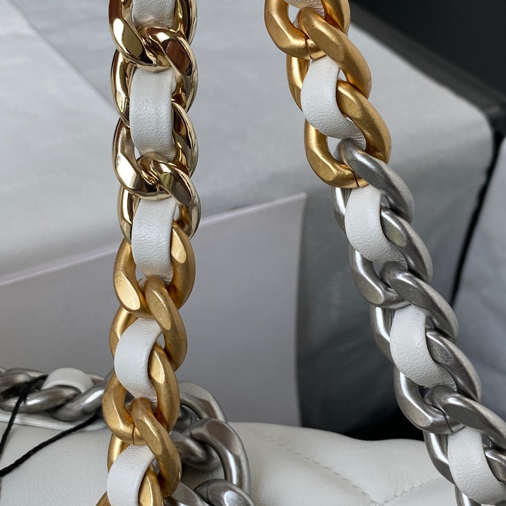 Chanel 19 Flap Bag 26 White Mixed Hardware