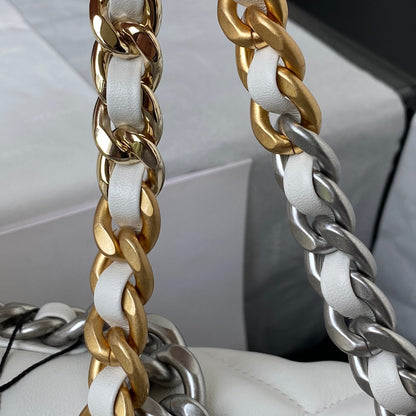 Chanel 19 Flap Bag 26 White Mixed Hardware