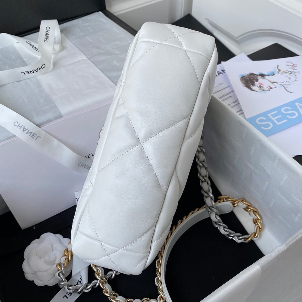 Chanel 19 Flap Bag 26 White Mixed Hardware