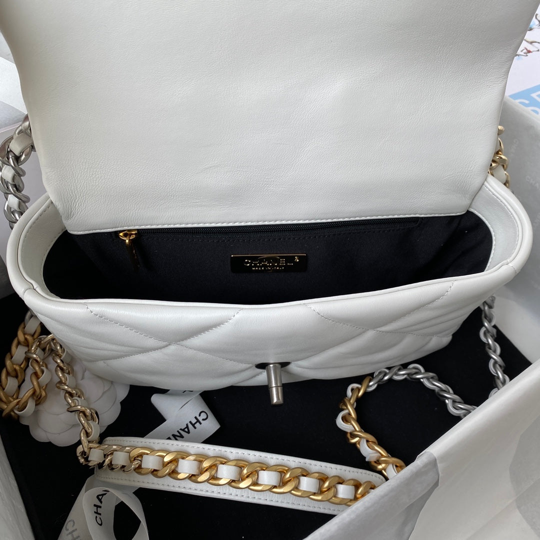 Chanel 19 Flap Bag 26 White Mixed Hardware