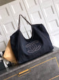 Chanel Denim Tote Bag 45 Navy Blue