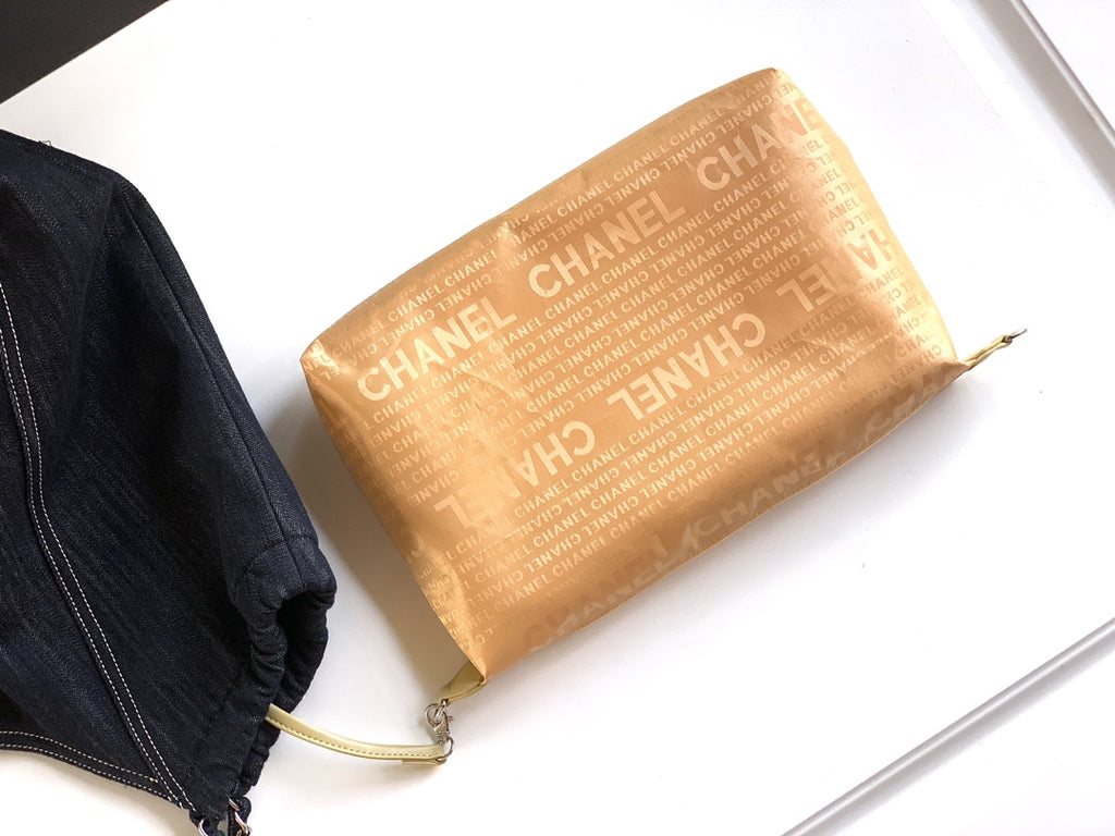 Chanel Denim Tote Bag 45 Navy Blue