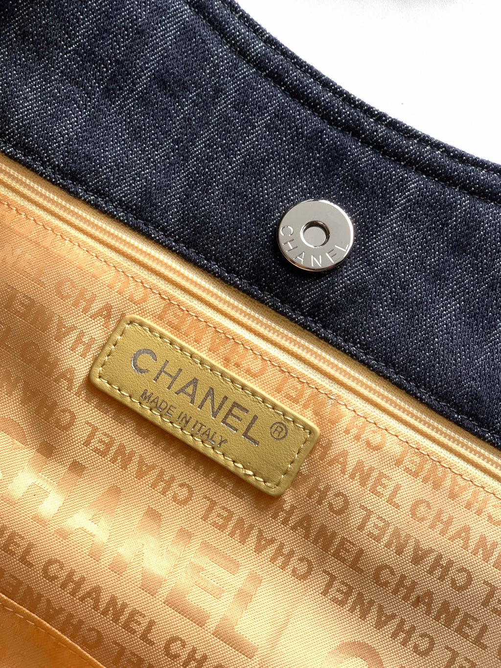Chanel Denim Tote Bag 45 Navy Blue