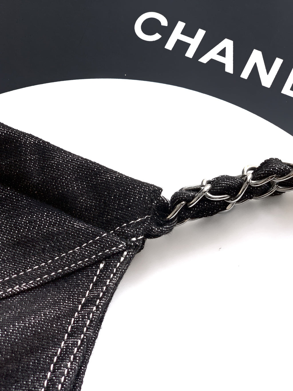 Chanel Denim Tote Bag Medium Black