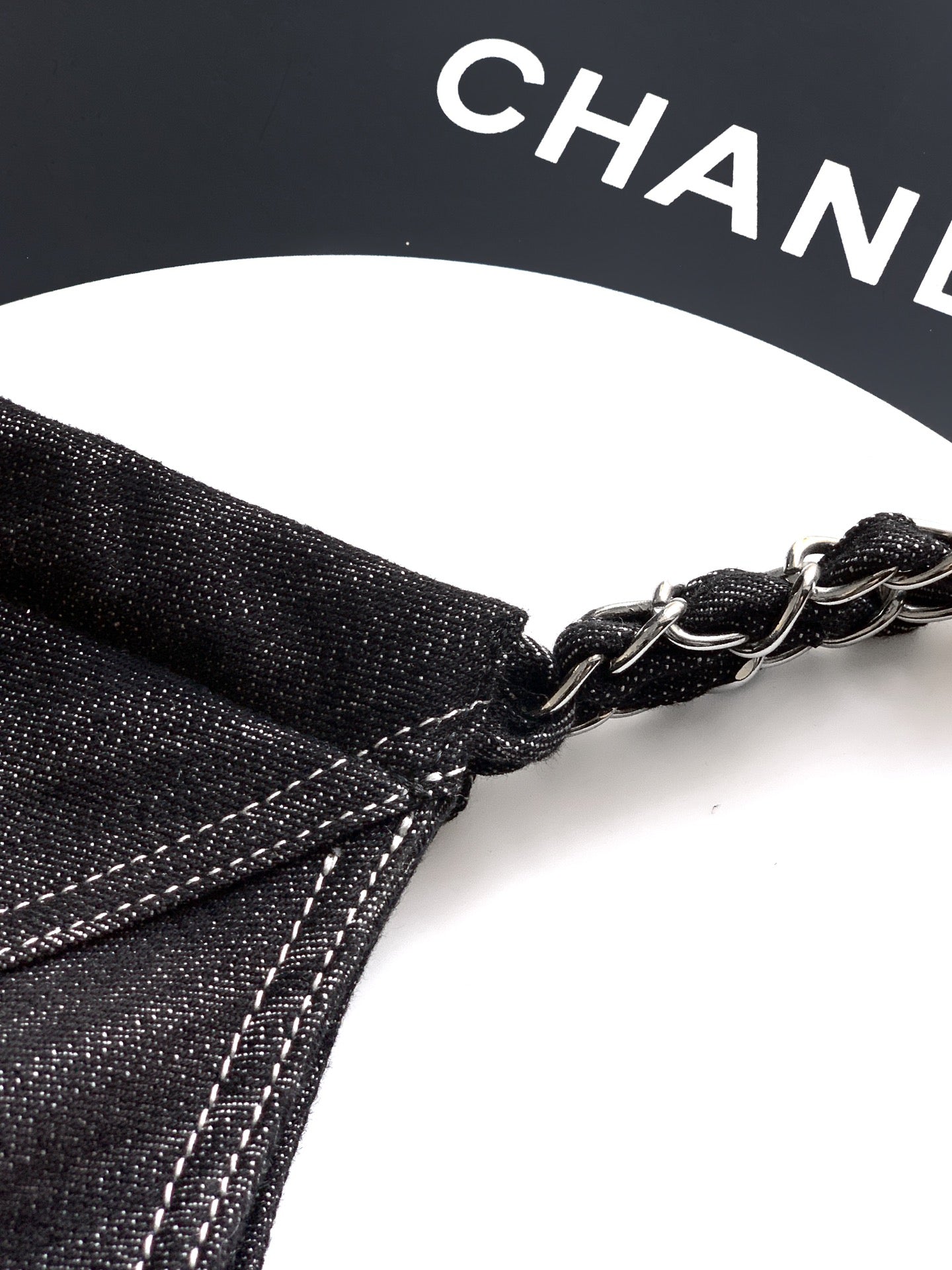 Chanel Denim Tote Bag Medium Black