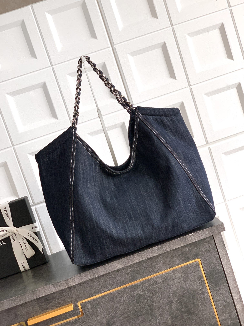 Chanel Denim Tote Bag Medium Midnight Blue