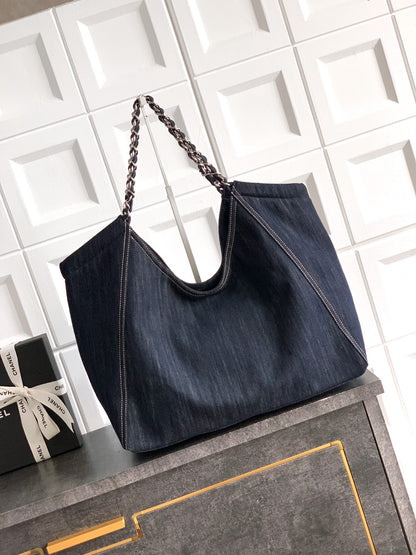 Chanel Denim Tote Bag Medium Midnight Blue