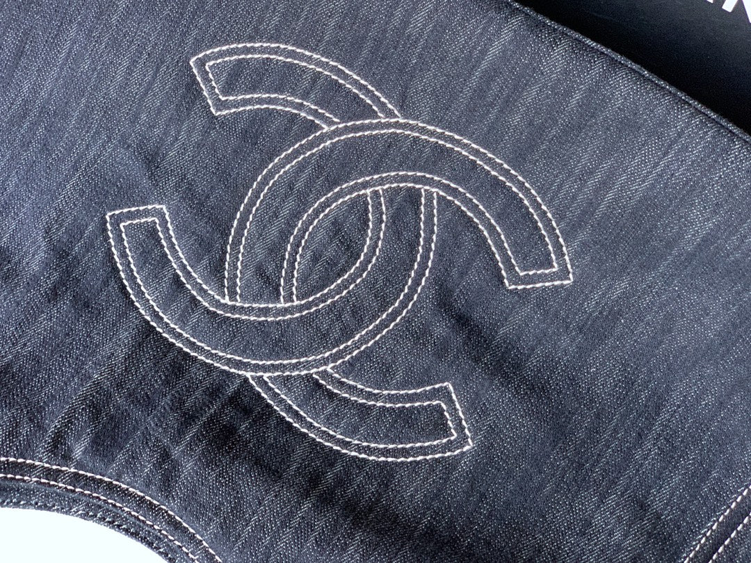Chanel Denim Tote Bag Medium Midnight Blue