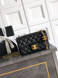 Chanel Classic Flap Medium Black Gold Hardware CC Charm