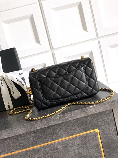 Chanel Classic Flap Medium Black Gold Hardware CC Charm