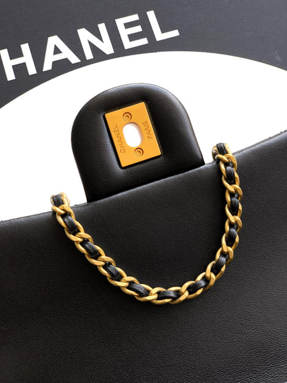 Chanel Classic Flap Medium Black Gold Hardware CC Charm