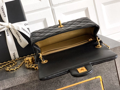 Chanel Classic Flap Medium Black Gold Hardware CC Charm