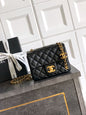 Chanel Classic Flap Small Black Gold Hardware CC Charm