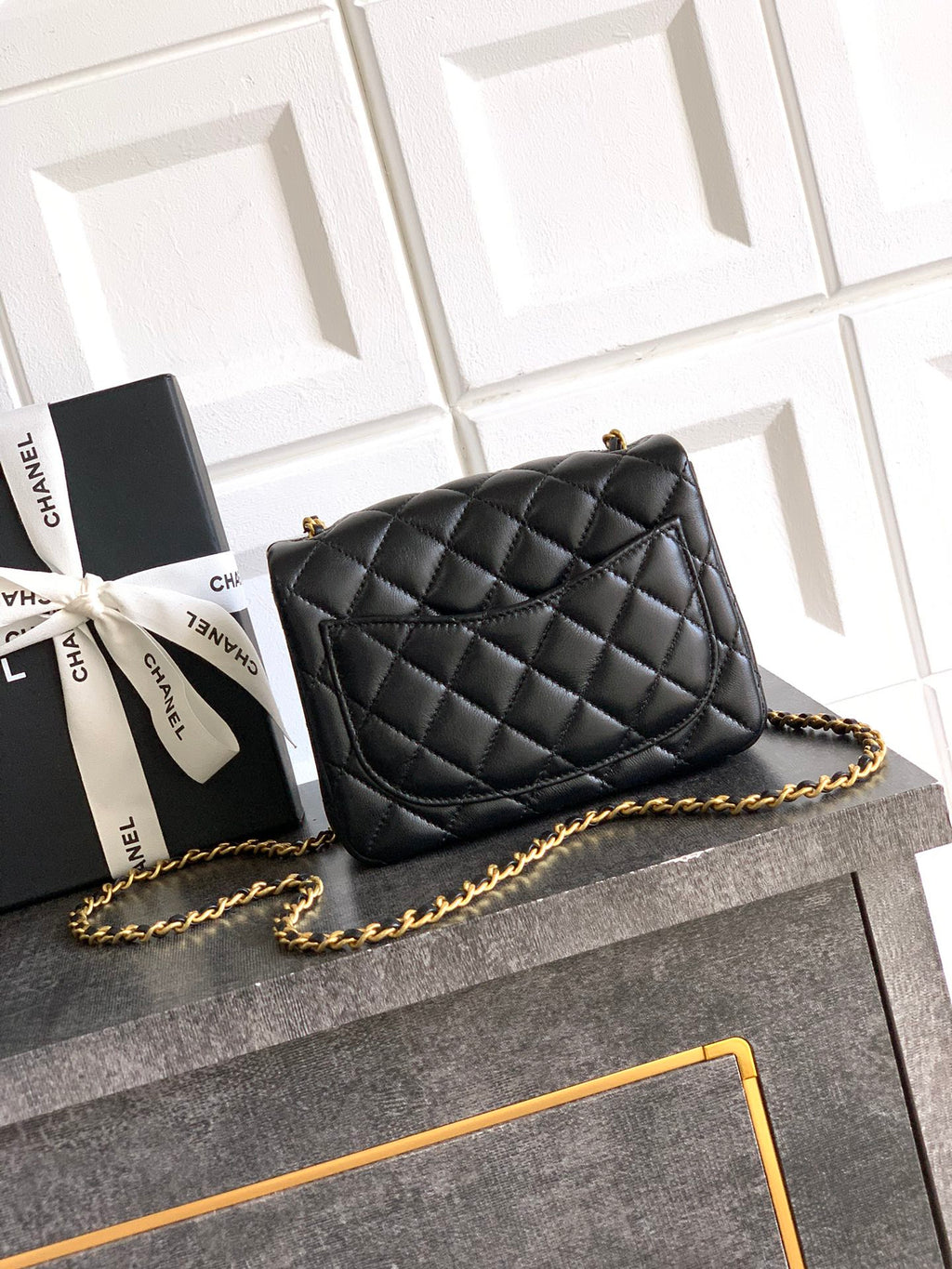 Chanel Classic Flap Small Black Gold Hardware CC Charm
