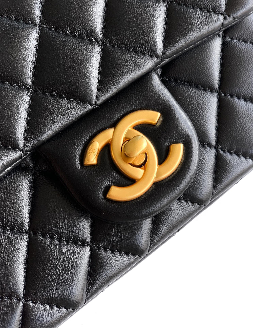 Chanel Classic Flap Small Black Gold Hardware CC Charm