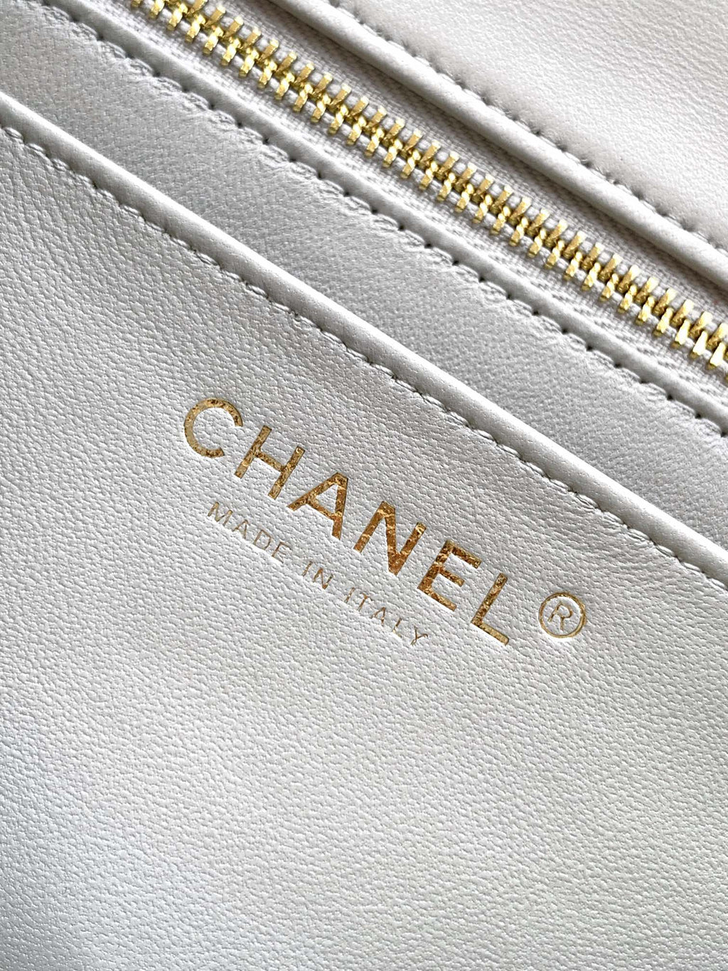 Chanel Classic Flap Large White Gold Hardware CC Charm