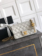 Chanel Classic Flap Medium White Gold Hardware CC Charm