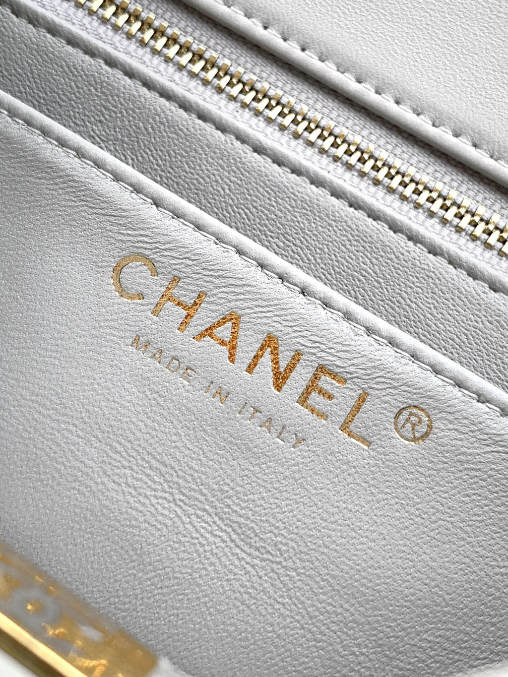 Chanel Classic Flap Medium White Gold Hardware CC Charm