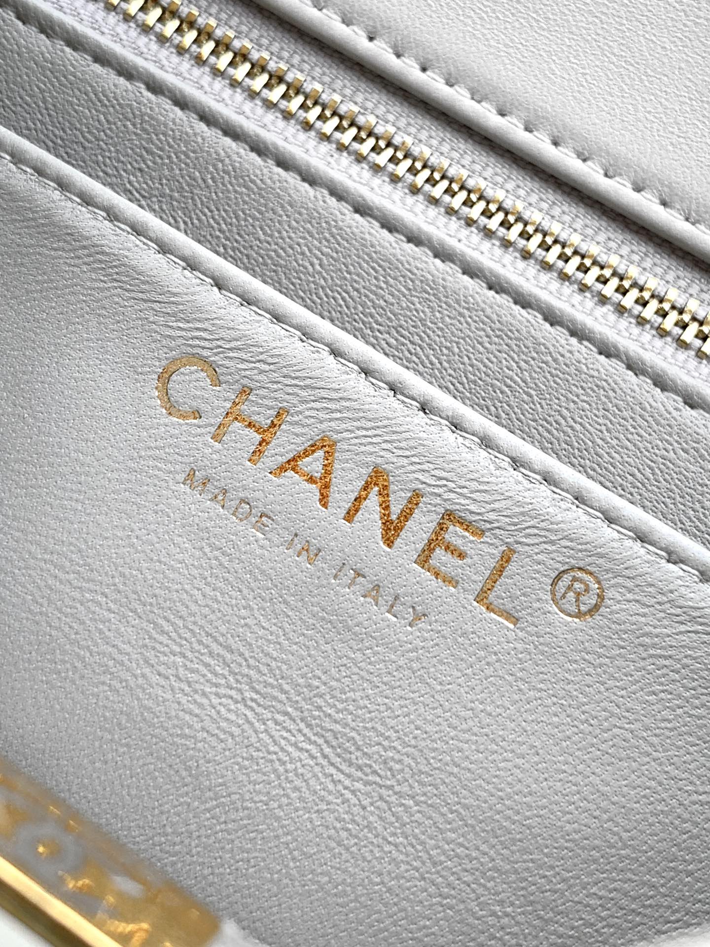 Chanel Classic Flap Small White Gold Hardware CC Charm