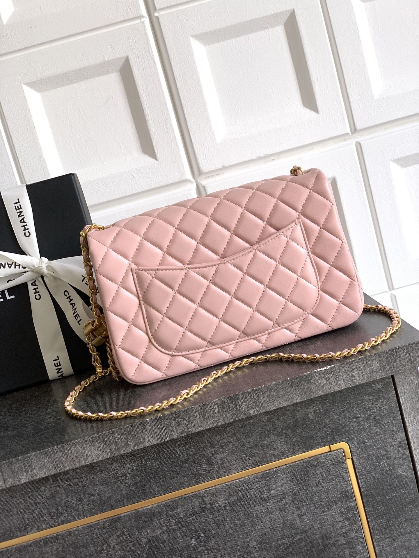 Chanel Classic Flap Large Sakura Pink Gold Hardware CC Charm