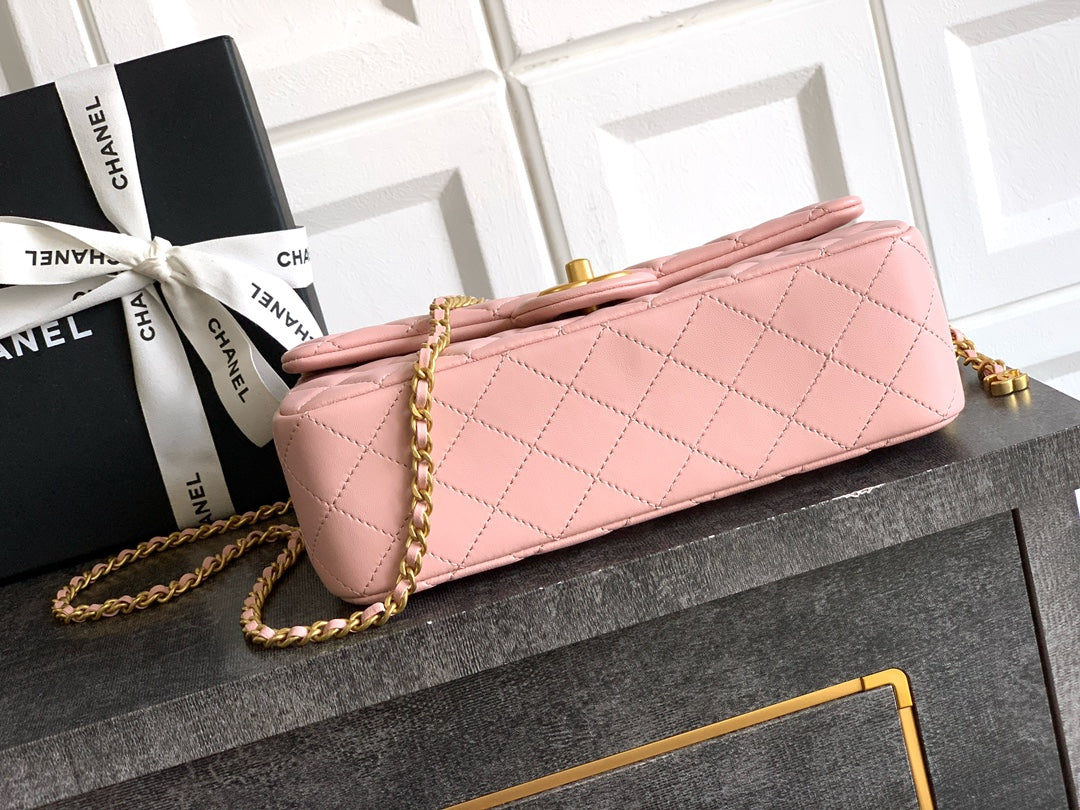 Chanel Classic Flap Large Sakura Pink Gold Hardware CC Charm