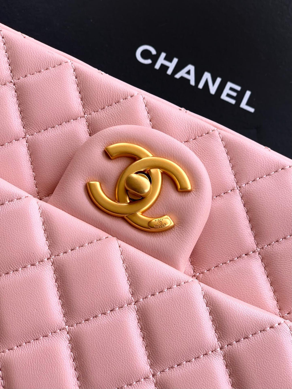 Chanel Classic Flap Large Sakura Pink Gold Hardware CC Charm