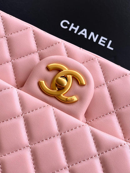 Chanel Classic Flap Large Sakura Pink Gold Hardware CC Charm