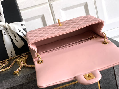Chanel Classic Flap Large Sakura Pink Gold Hardware CC Charm