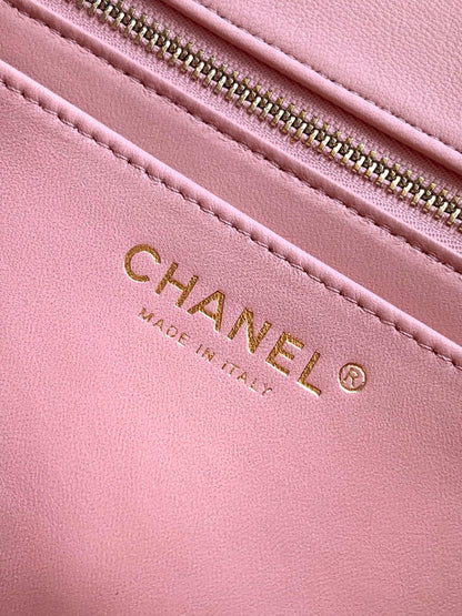 Chanel Classic Flap Large Sakura Pink Gold Hardware CC Charm