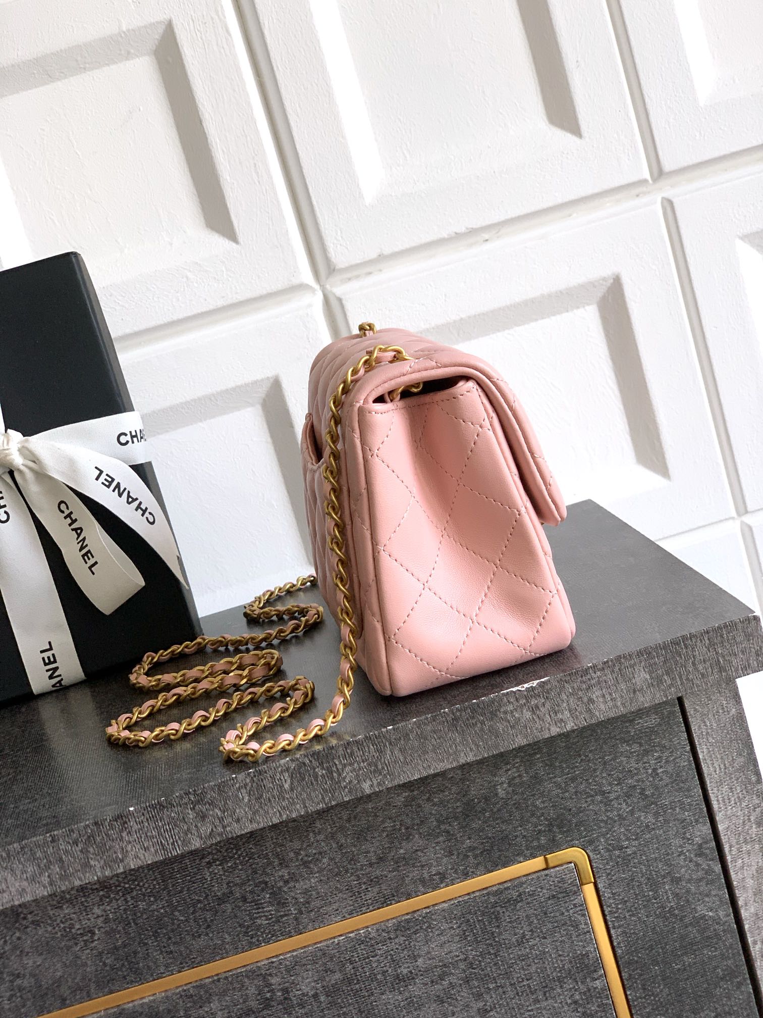 Chanel Classic Flap Small Sakura Pink Gold Hardware CC Charm
