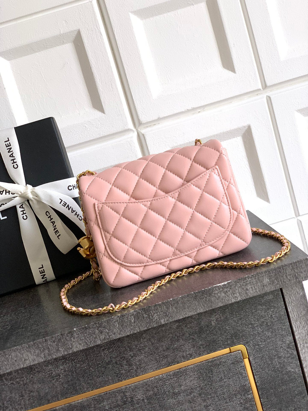Chanel Classic Flap Small Sakura Pink Gold Hardware CC Charm