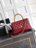 Chanel Coco Handle 23 Burgundy Gold Diamond Handle 25A