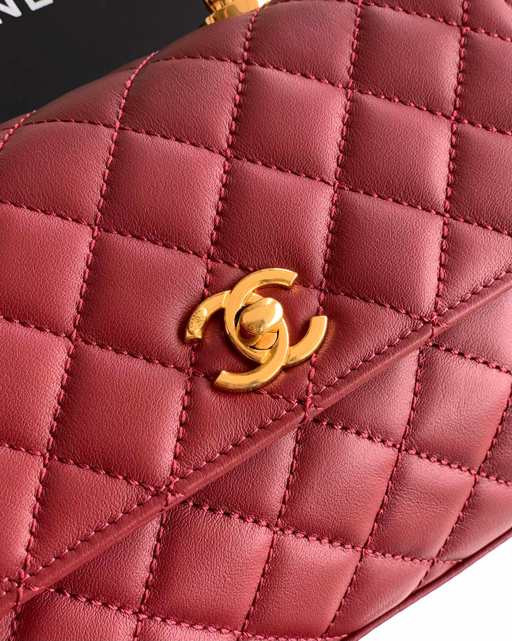 Chanel Coco Handle 23 Burgundy Gold Diamond Handle 25A