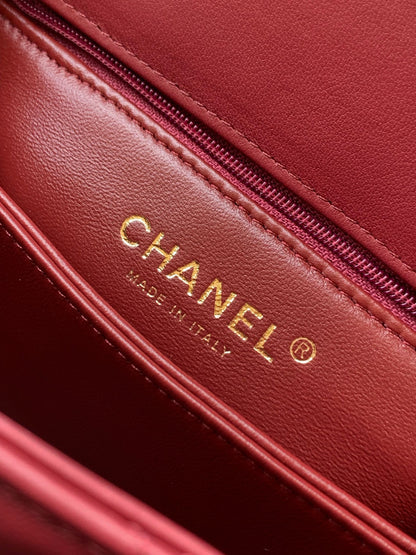 Chanel Coco Handle 23 Burgundy Gold Diamond Handle 25A