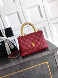 Chanel Coco Handle 19 Burgundy Gold Diamond Handle 25A