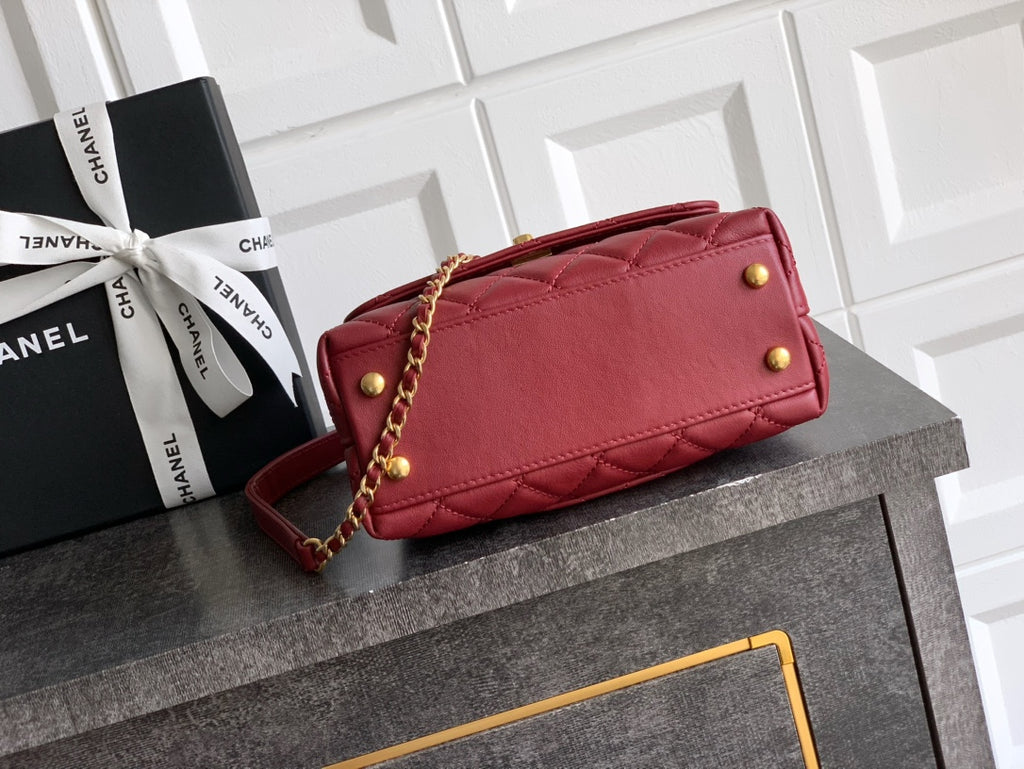Chanel Coco Handle 19 Burgundy Gold Diamond Handle 25A