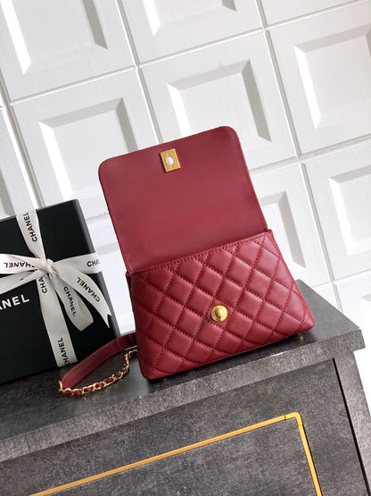 Chanel Coco Handle 19 Burgundy Gold Diamond Handle 25A