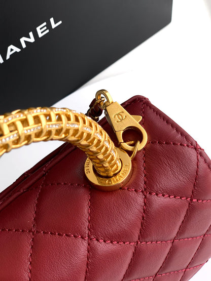 Chanel Coco Handle 19 Burgundy Gold Diamond Handle 25A