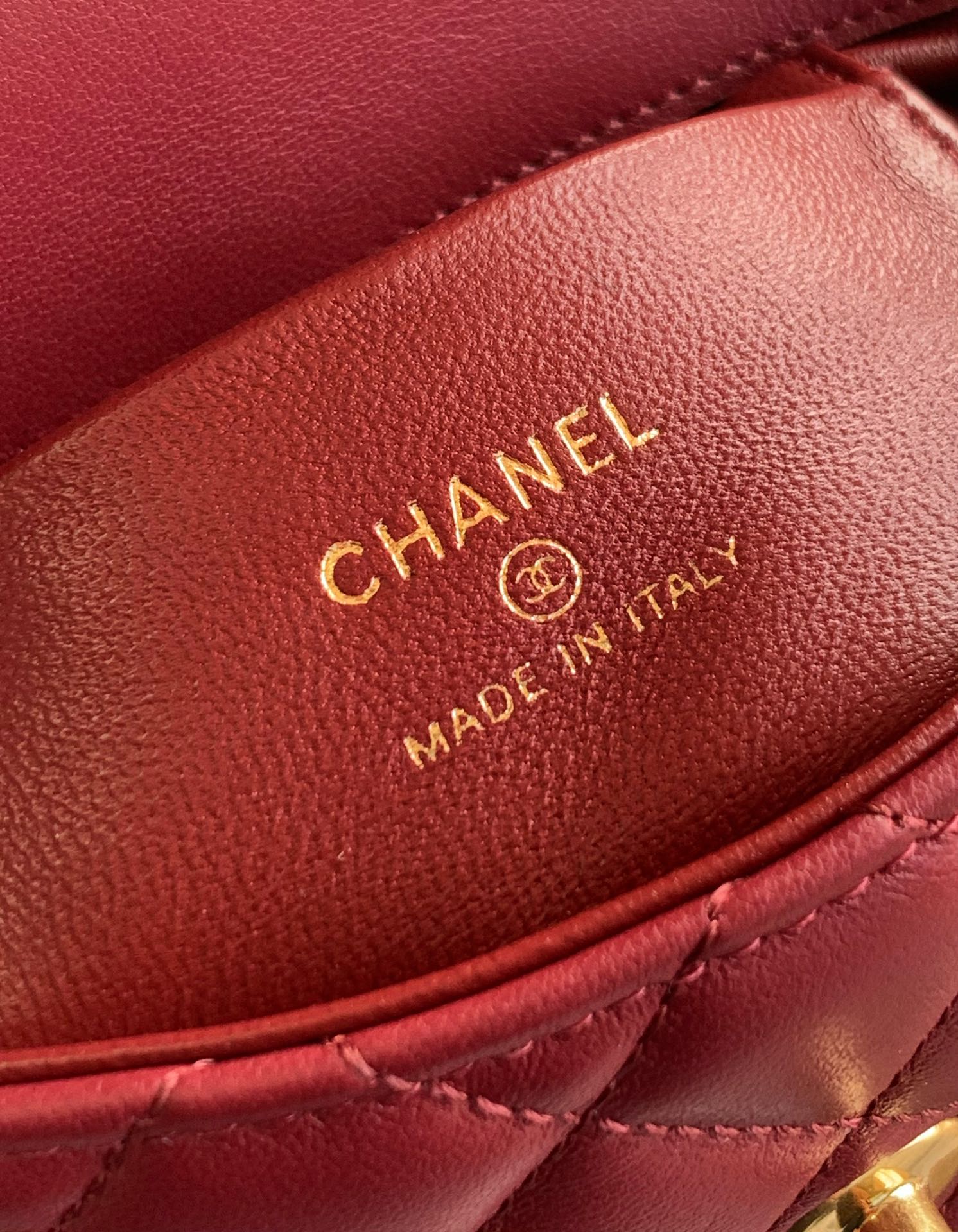 Chanel Coco Handle Small 14 Burgundy Gold Diamond Handle 25A