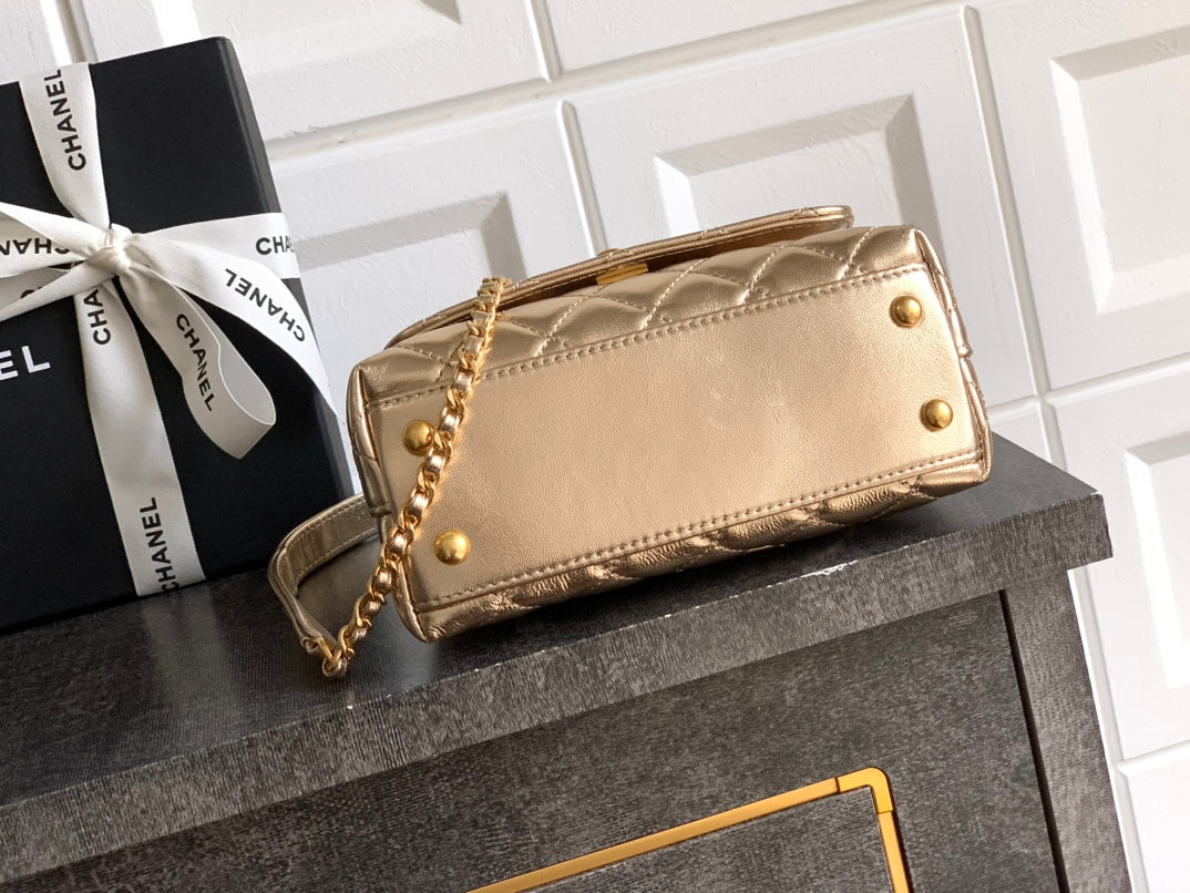 Chanel Coco Handle 19 Champagne Gold Diamond Handle 25A