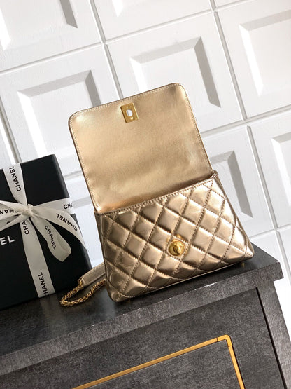 Chanel Coco Handle 19 Champagne Gold Diamond Handle 25A