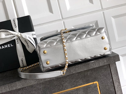 Chanel Coco Handle 23 Platinum Silver Gold Diamond Handle 25A